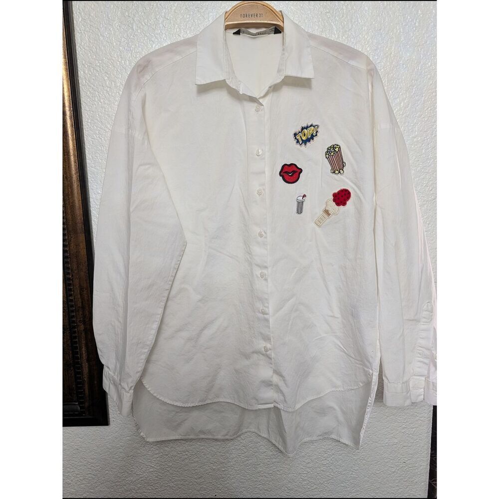 Zara Basic White Blouse with Black Label